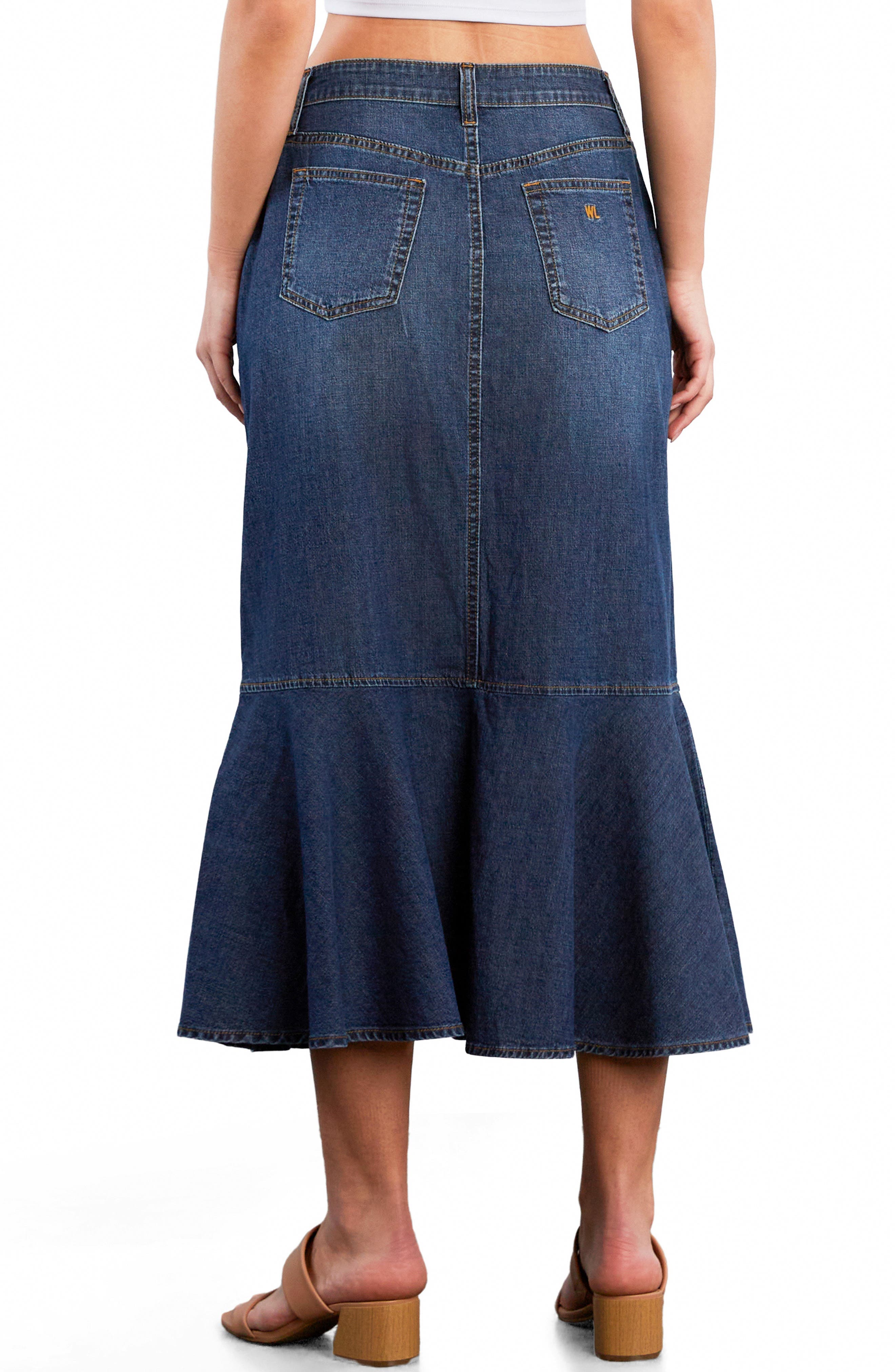 Wash Lab Denim Denim Midi Mermaid Skirt (Women) | Nordstrom