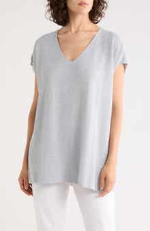 V-Neck Organic Linen & Organic Cotton Blend Sweater Tunic