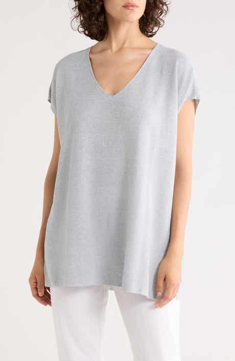 V-Neck Organic Linen & Organic Cotton Blend Sweater Tunic