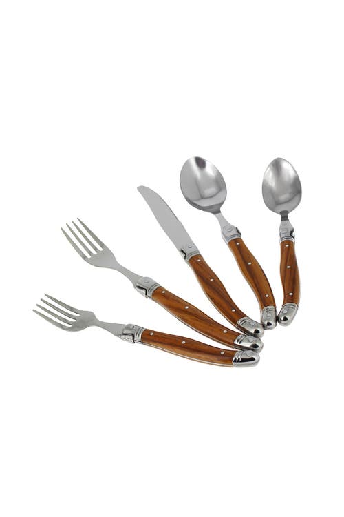 Shop French Home 20-piece Laguiole Wood Grain Flatware Set