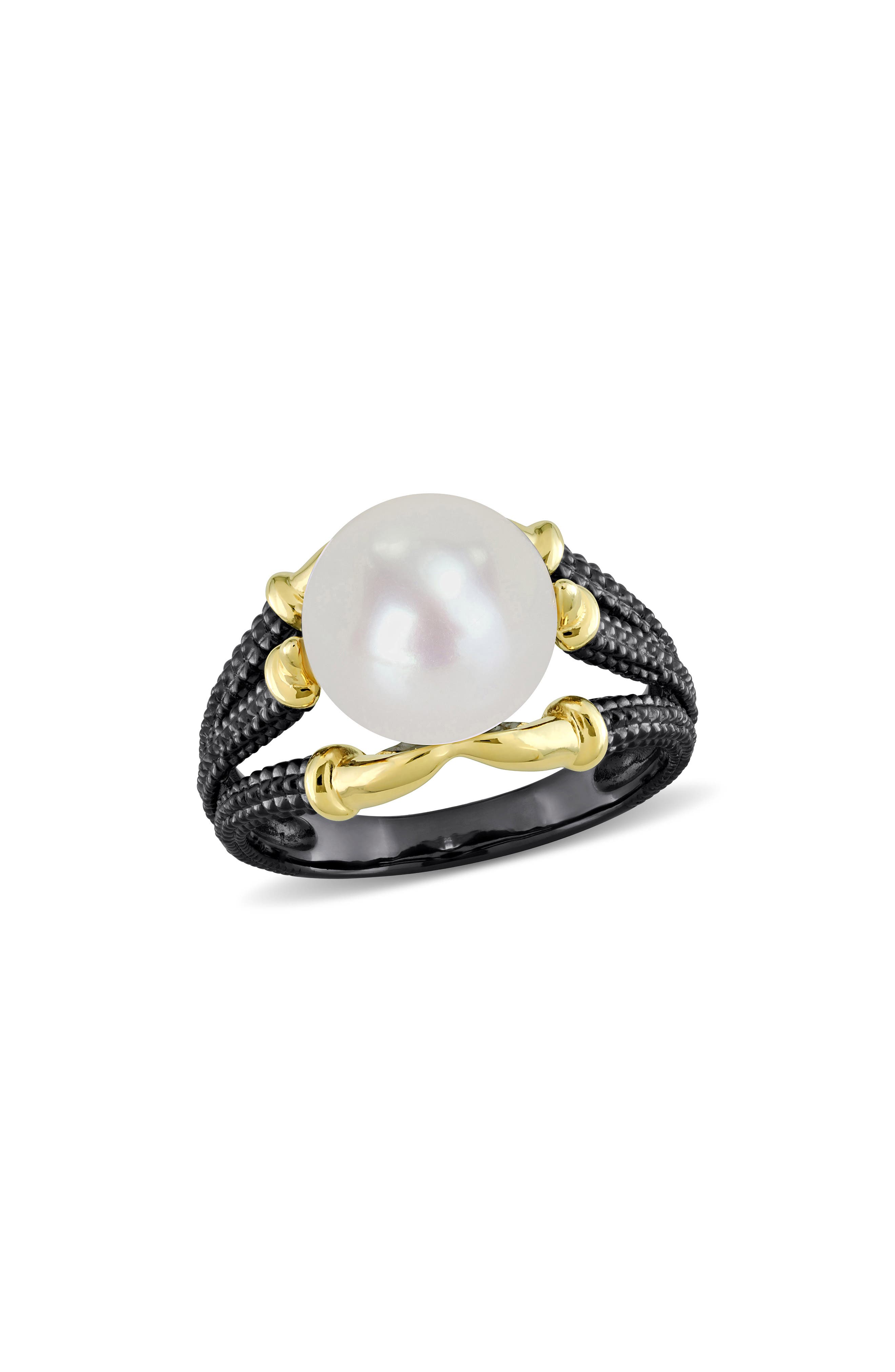 DELMAR Cultured Pearl Two-Tone Ring