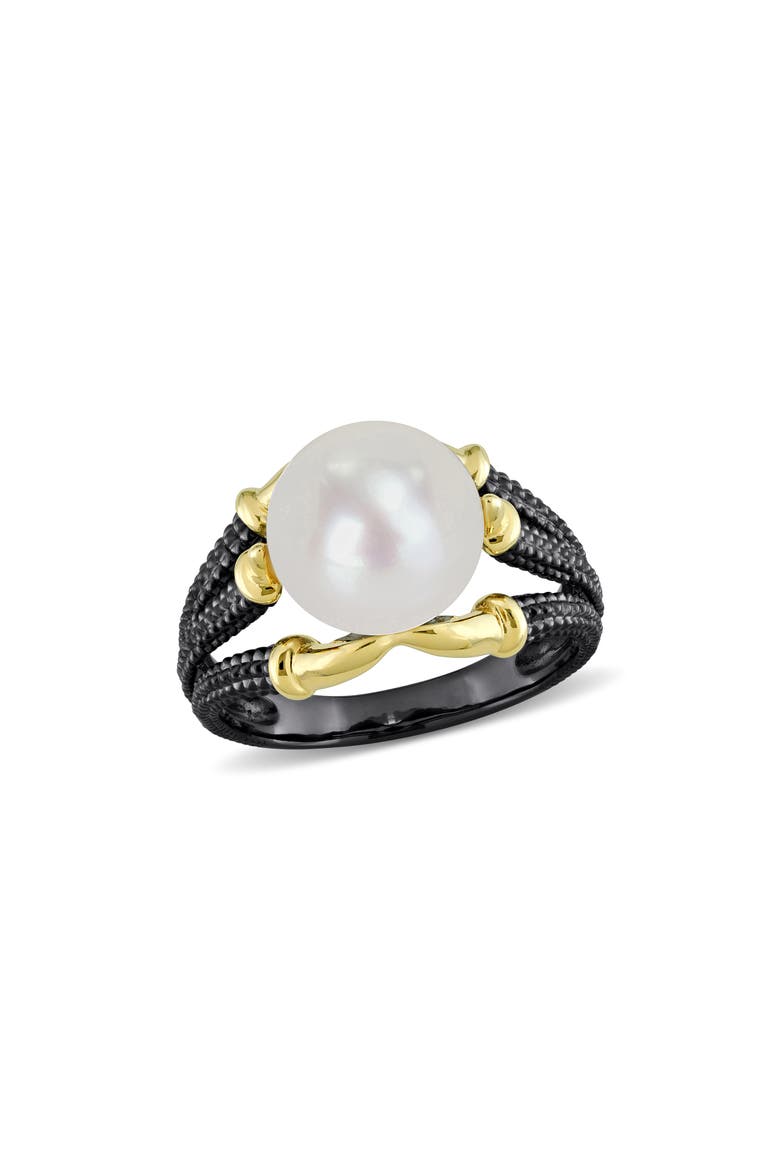 Cultured Pearl Two-Tone Ring, Main, color, WHITE