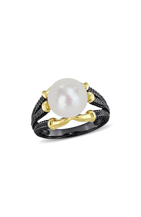 Cultured Pearl Two-Tone Ring