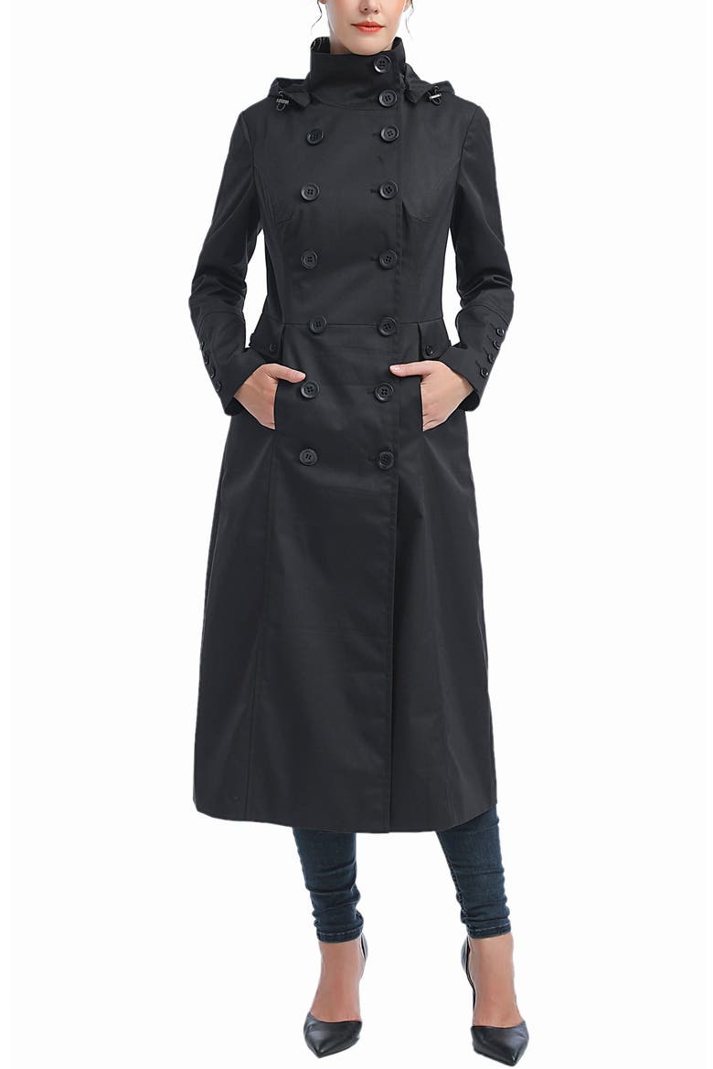 Women's Elana  Long Trench Coat, Alternate, color, Black