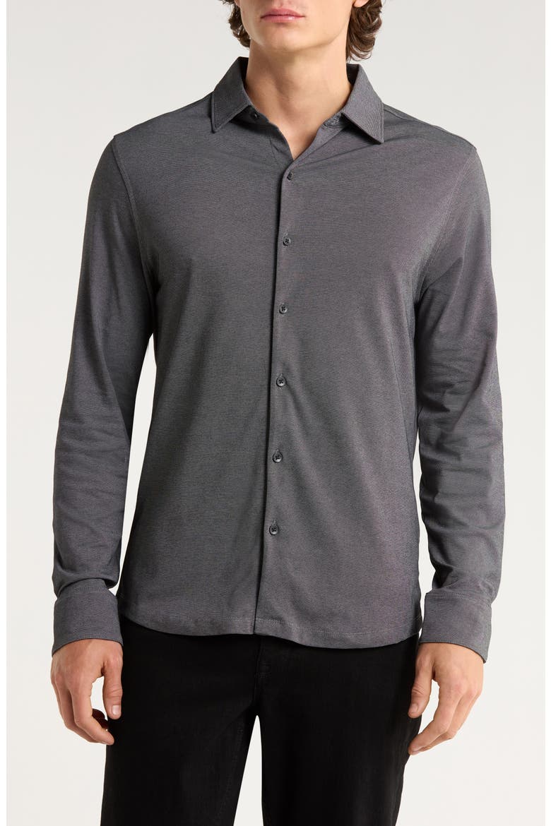 Northpark Knit Button-Up Shirt, Main, color, BLACK