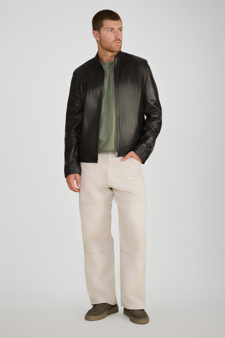Otis Racer Leather Jacket, Alternate, color, Black
