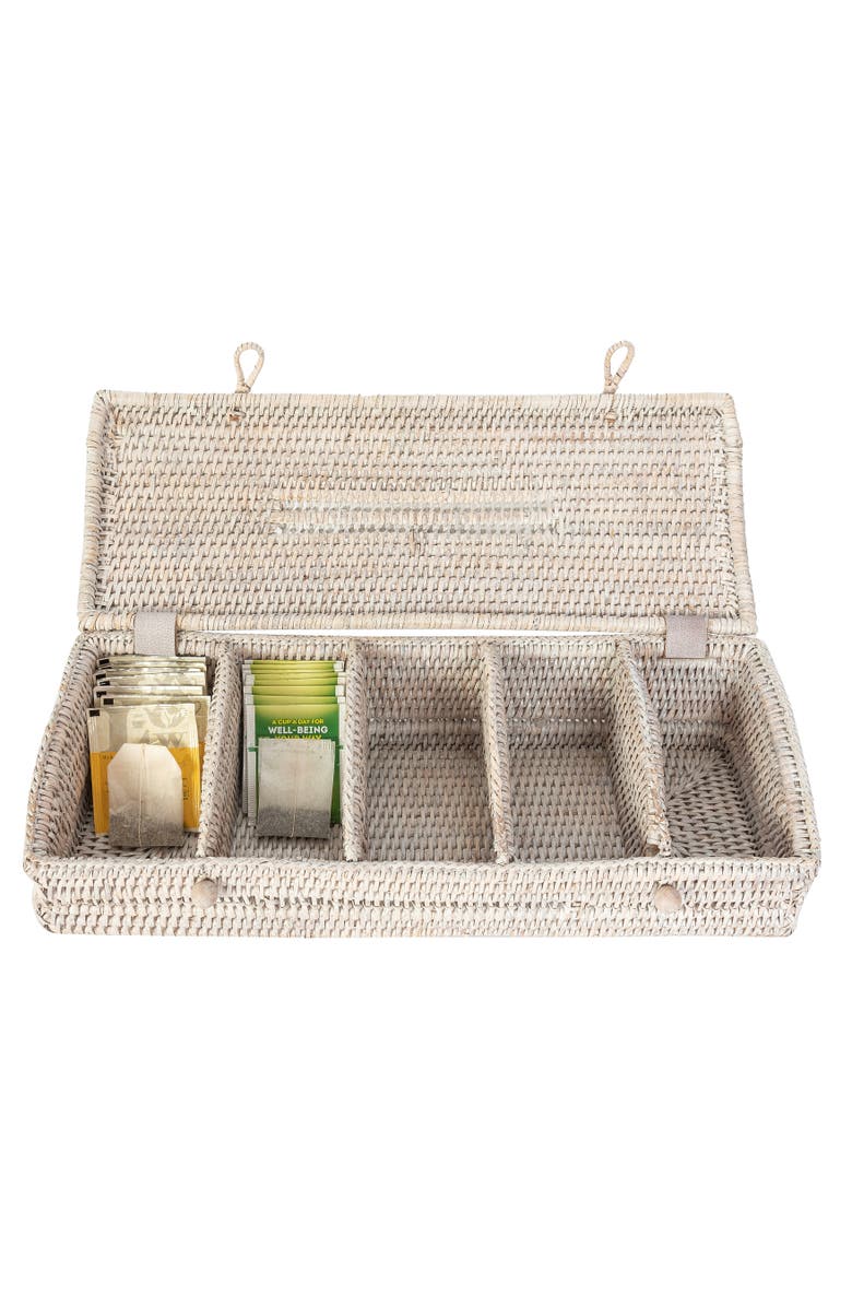 Artifacts Trading Company<sup>™</sup> Artifacts Rattan 5 Section Tea Box with Lid, Alternate, color, White Wash