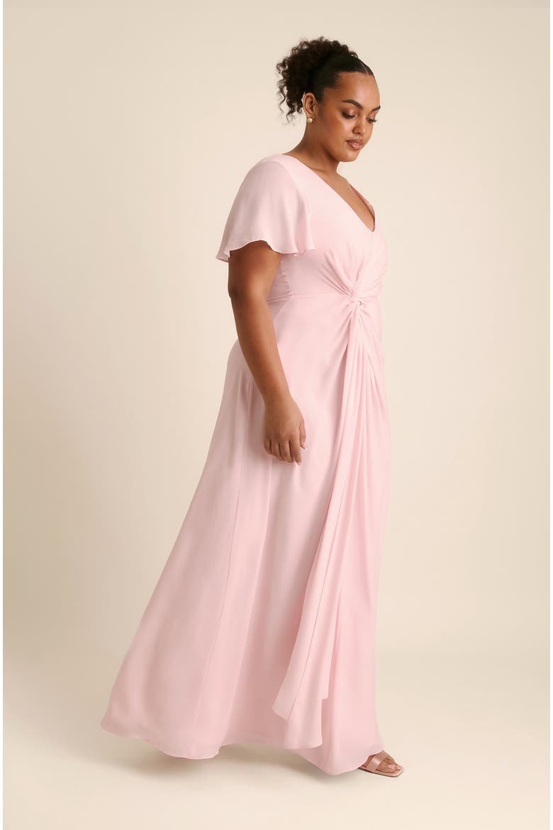 Knot Front Chiffon Bridesmaid Dress, Alternate, color, Ballet Pink