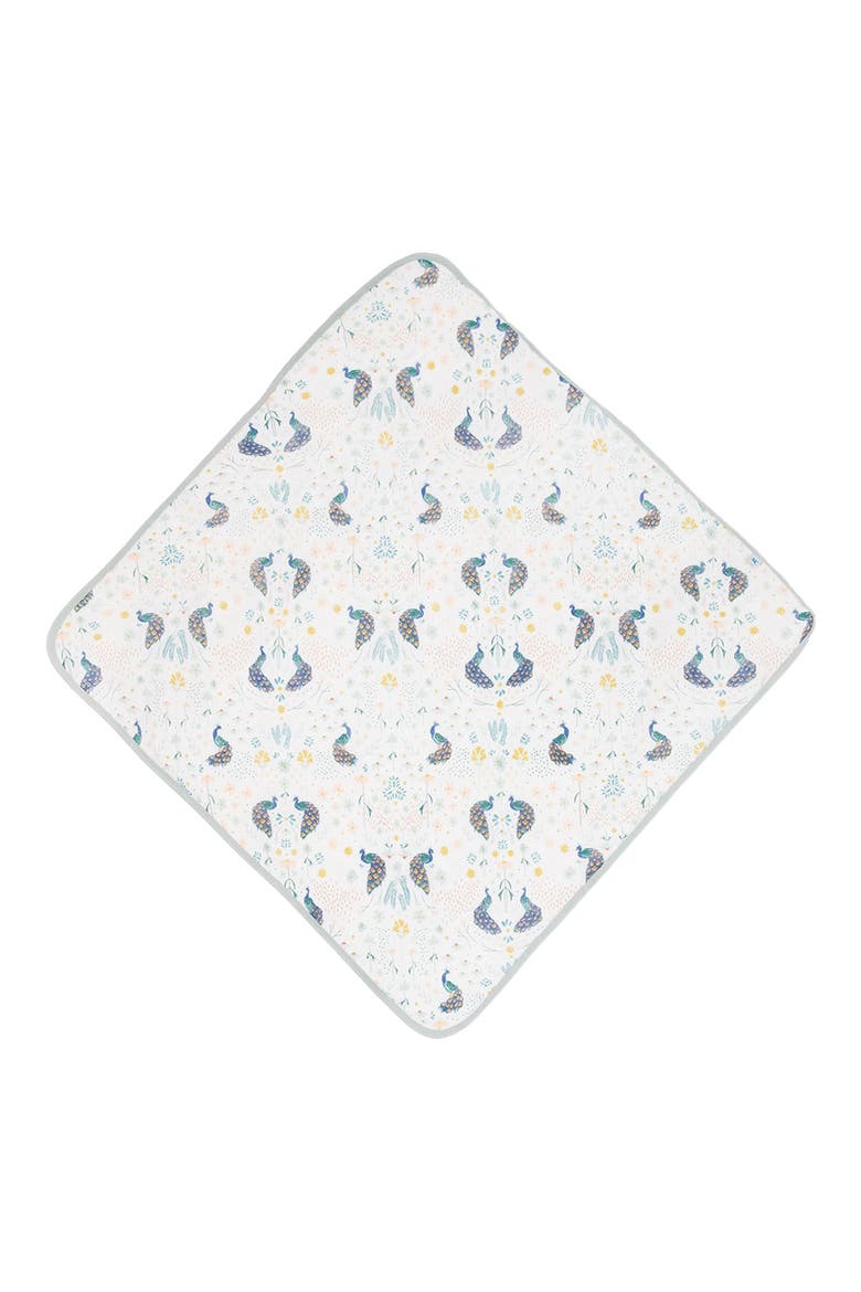 Cotton Muslin & Terry Hooded Infant Towel, Alternate, color, PEACOCK
