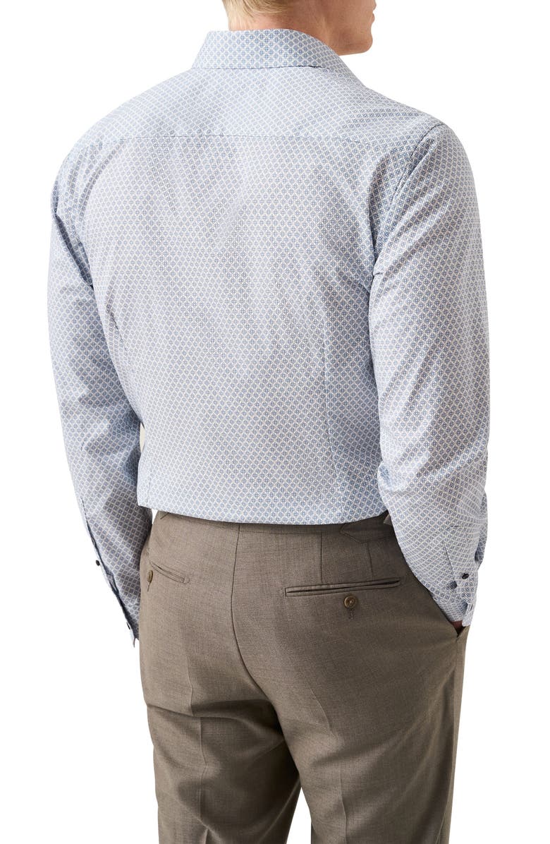 Eton Contemporary Fit Geometric Print Cotton Dress Shirt, Alternate, color, Light Blue