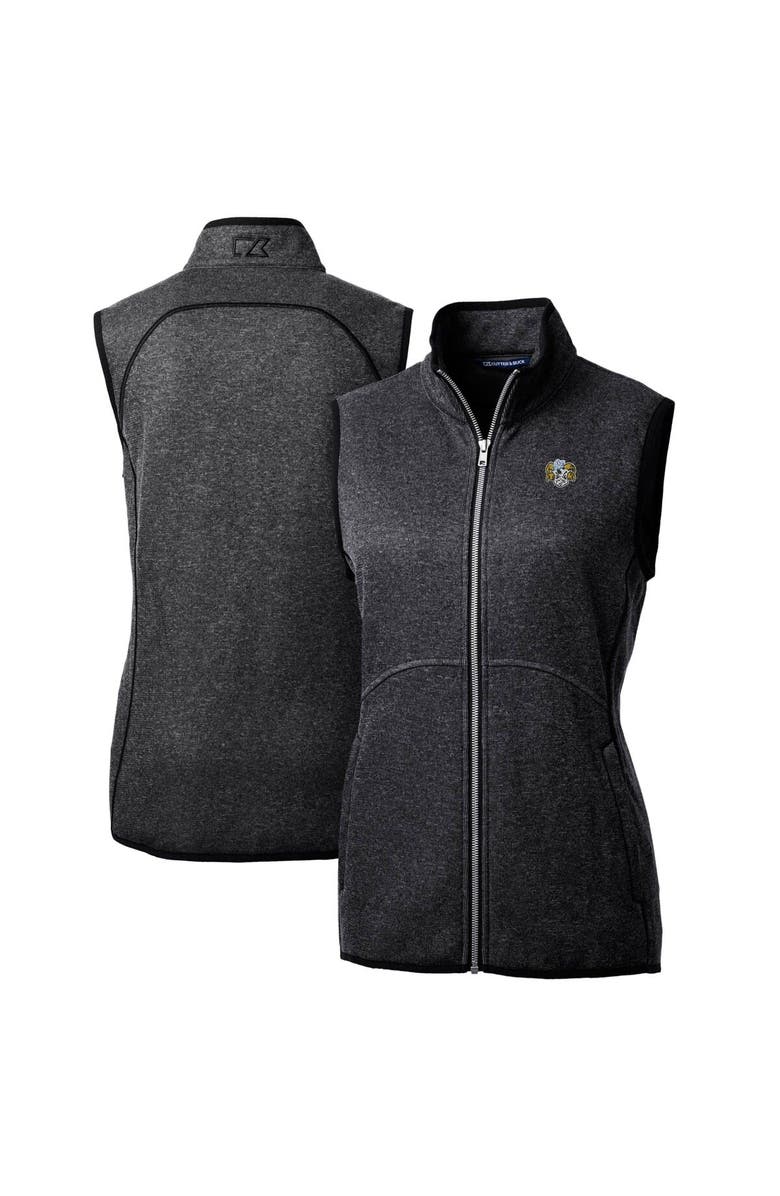 Cutter & Buck Women's Cutter & Buck  Heather Charcoal North Carolina Tar Heels Mainsail Sweater-Knit Full-Zip Vest, Main, color, 
