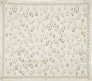 McQueen Hand Painted Skull Silk Chiffon Square Scarf