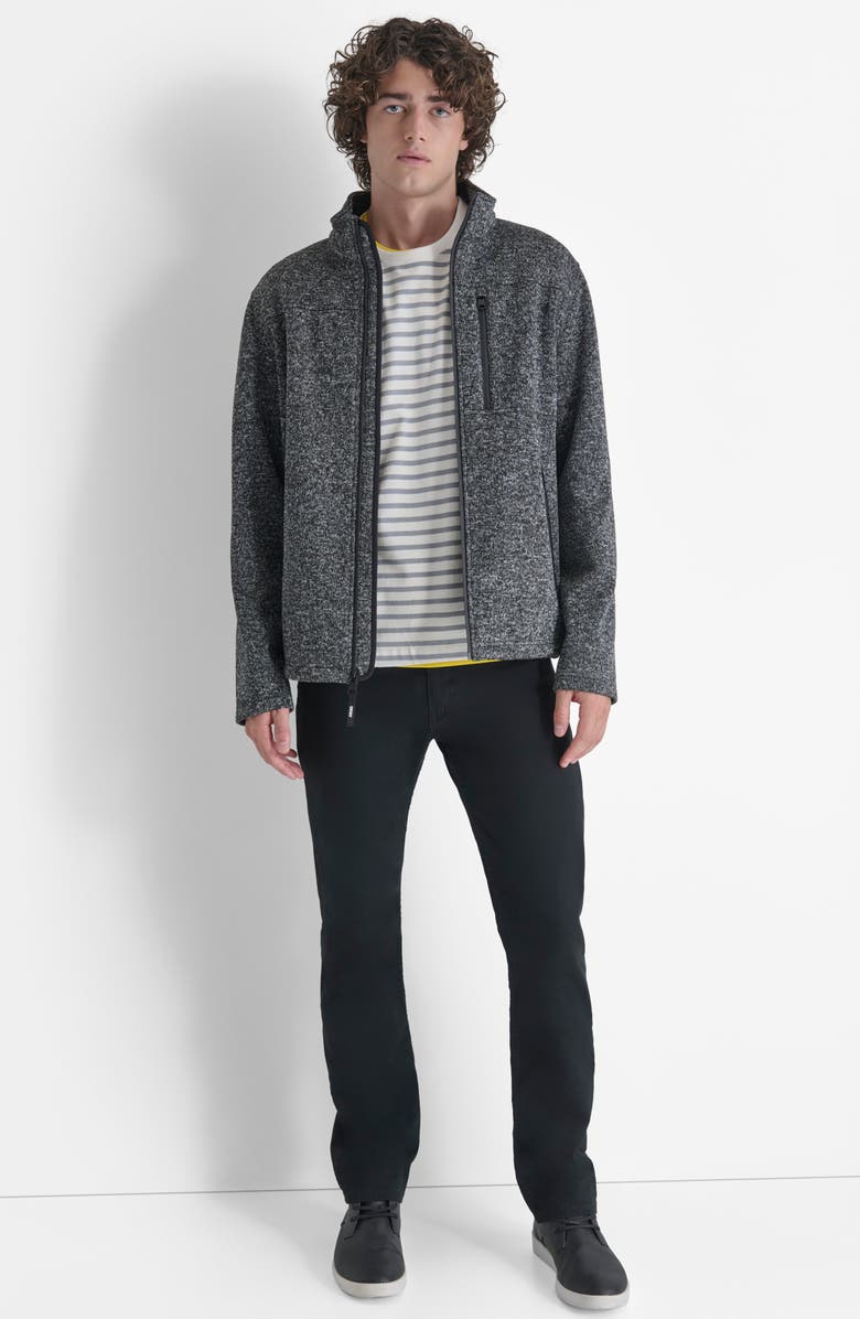 DKNY Sweater Knit Fleece Jacket, Alternate, color, Dark Charcoal