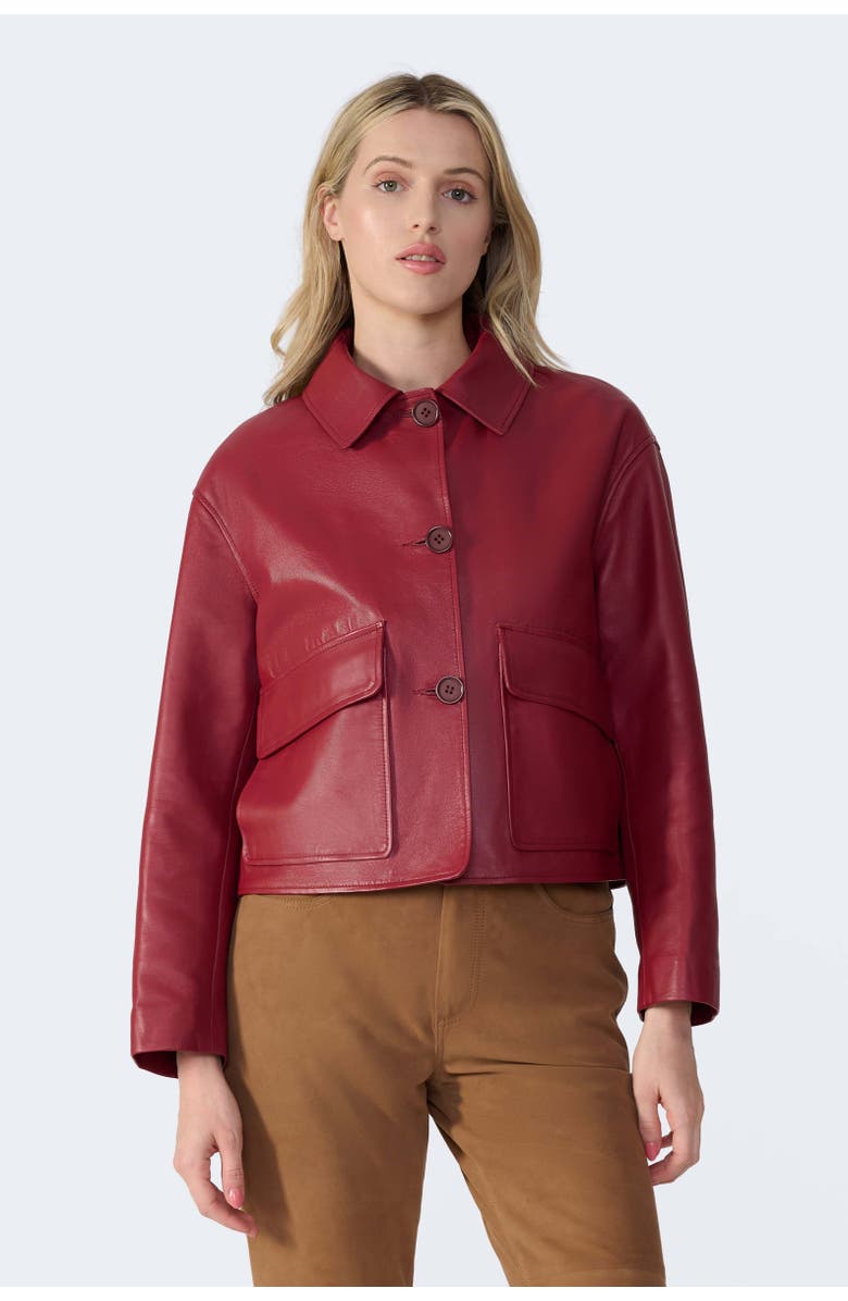 Furniq UK Ella Leather Jacket, Alternate, color, Light Burgundy