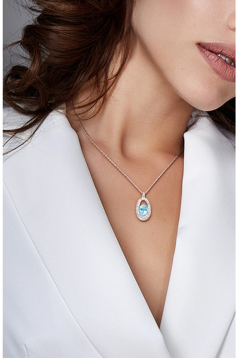 Sky Blue Topaz & White Topaz Pendant Necklace, Alternate, color, BLUE