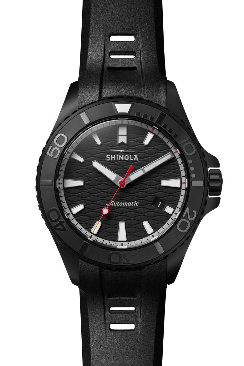 Ceramic Monster Rubber Strap Watch, 43mm, Main, color, BLACK