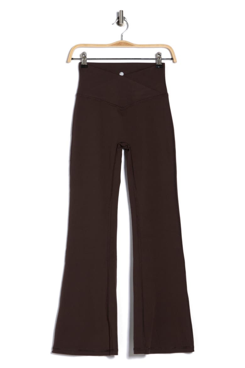 Lux Sophia Crossover Elastic Flare Leggings, Alternate, color, CHOCOLATE TORTE