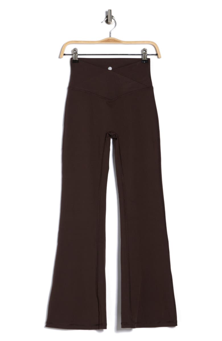 YOGALICIOUS Lux Sophia Crossover Elastic Flare Leggings, Main, color, Chocolate Torte