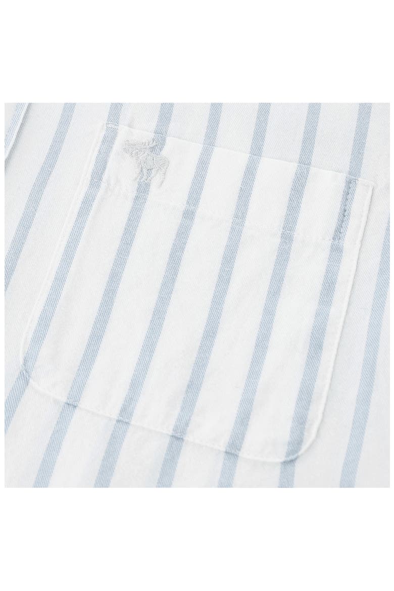 Kids' Oversize Icon Stripe Short Sleeve Cotton Button-Up Shirt, Alternate, color, BLUE FOG
