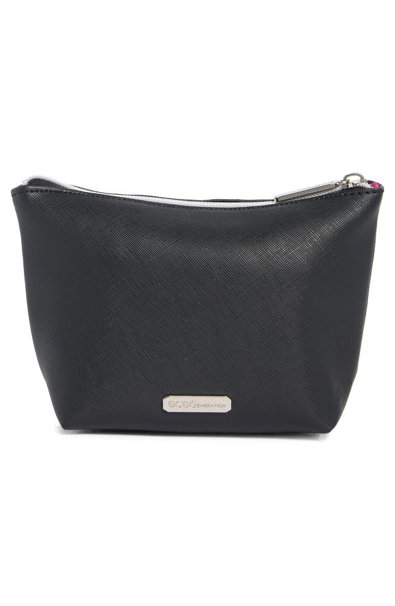 BCBG Think Pretty Thoughts Cosmetic Case, Alternate, color, Black