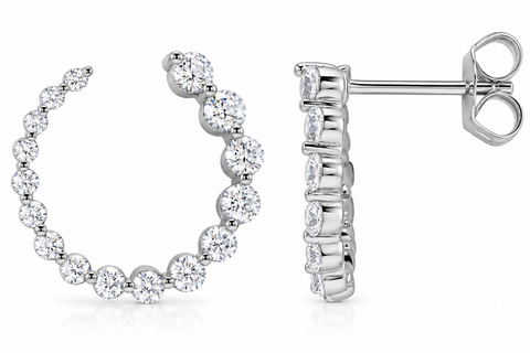 1Ct TW Lab Grown Graduated Diamond Circle Studs Earrings 14K Gold 15mm