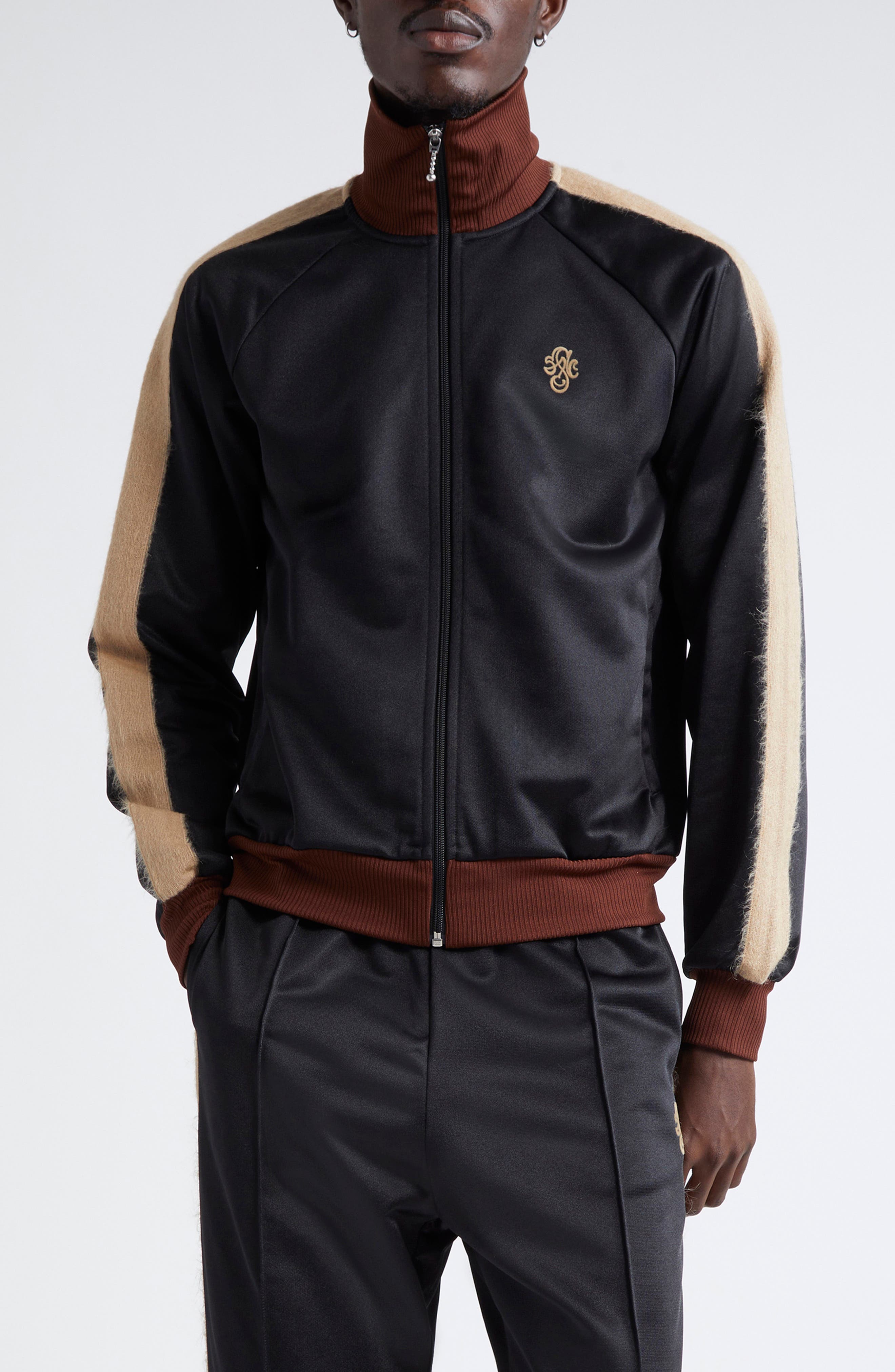 STOCKHOLM SURFBOARD CLUB Monogram Track Jacket in Black 
