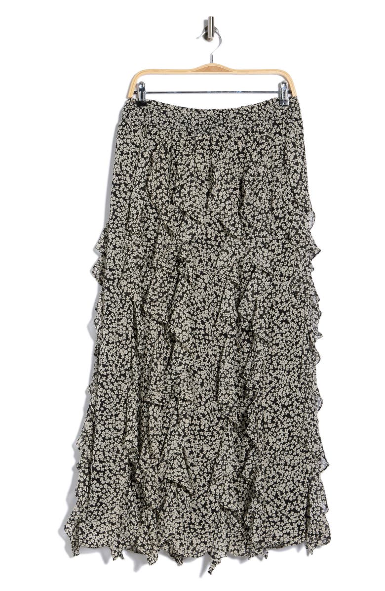 1.STATE Corkscrew Floral Ruffle Maxi Skirt, Alternate, color, Rich Black