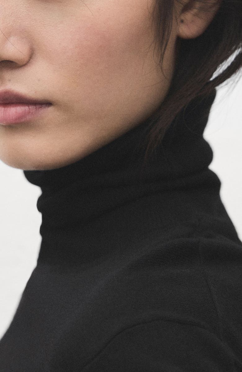 MANGO Turtle Knit Sweater, Alternate, color, Black