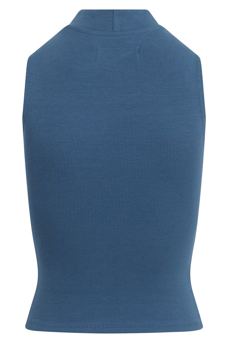 Mock Neck Cut Out Tank, Alternate, color, MOONLIGHT BLUE