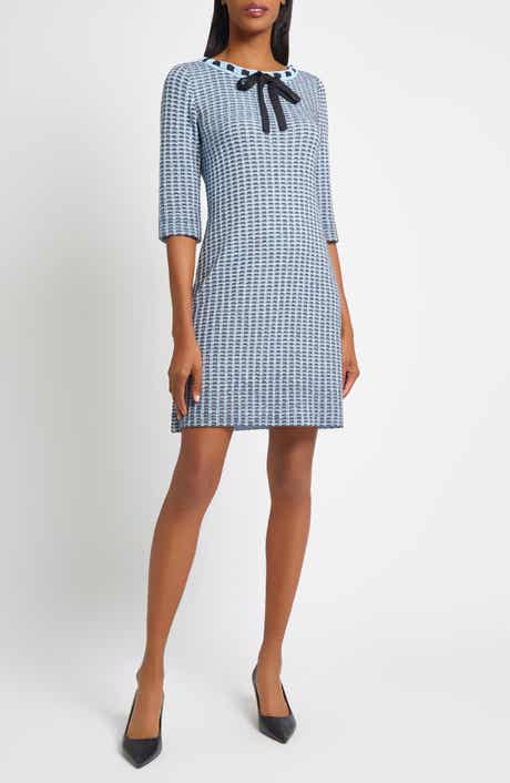 Bow Textured Knit Sweater Dress