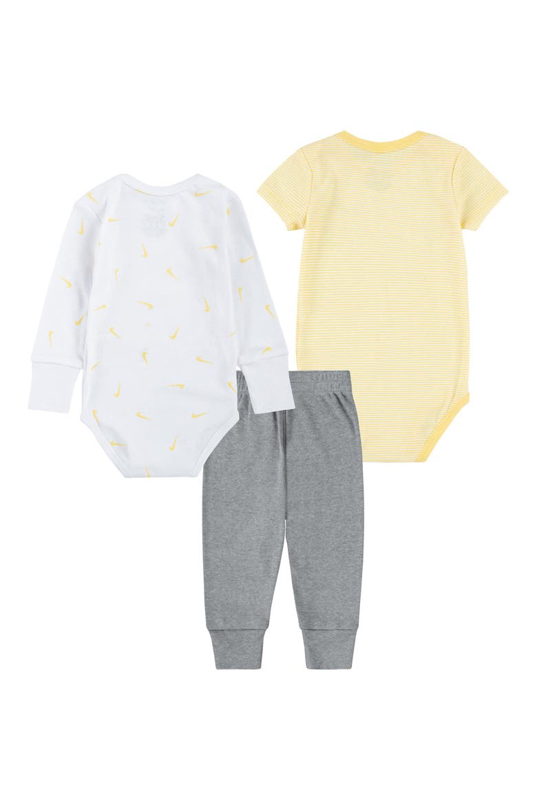 Essentials 2-Pack Bodysuits & Joggers Set, Alternate, color, DARK GREY HEATHER/ SOFT YELLOW