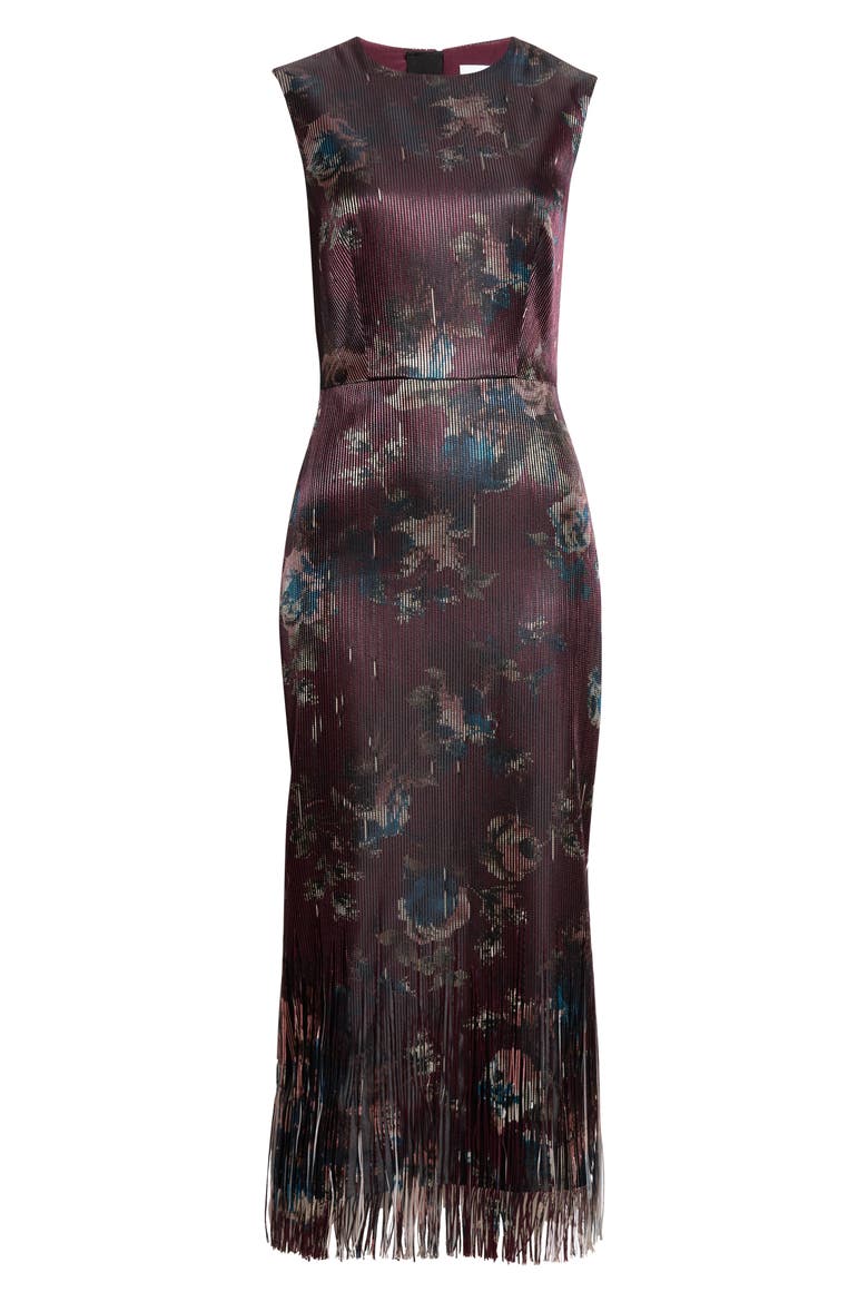 Floral Fringe Jacquard Dress, Alternate, color, FONTEYN ROSE BURGUNDY