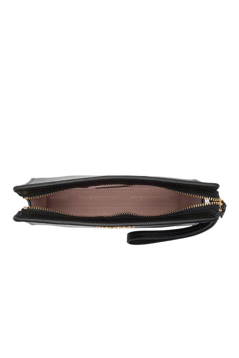 Gusseted Leather Wristlet, Alternate, color, BLACK