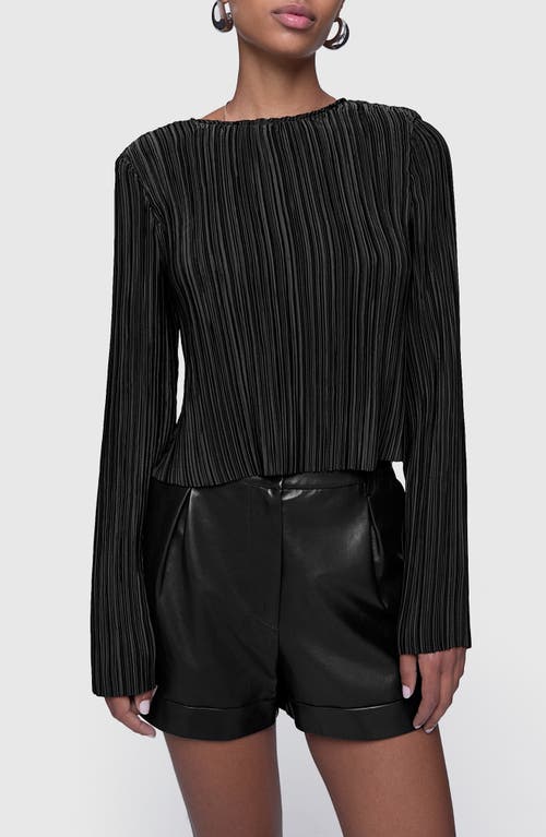 Rebecca Minkoff Calista Pleated Long Sleeve Top in True Black 