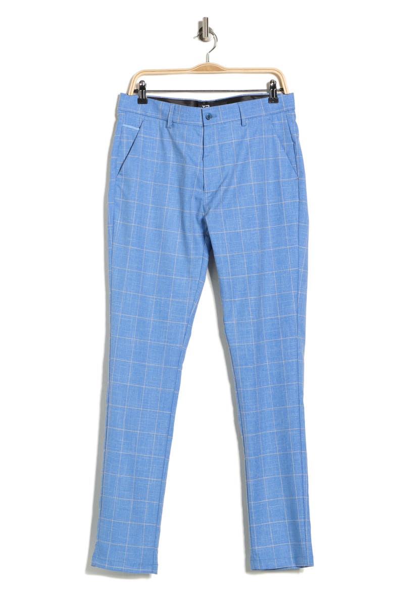 Plaid Straight Leg Trousers, Alternate, color, LIGHT BLUE