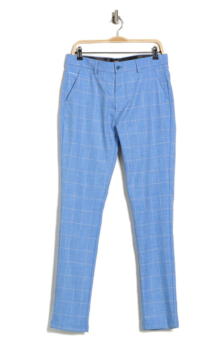 T.R. PREMIUM Plaid Straight Leg Trousers, Alternate, color, Light Blue