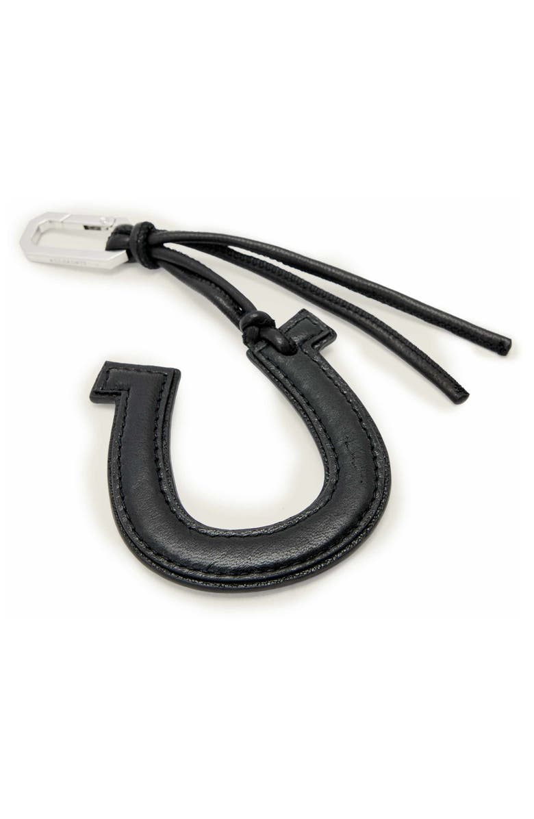 AllSaints Leather Horseshoe Keyring, Alternate, color, Black