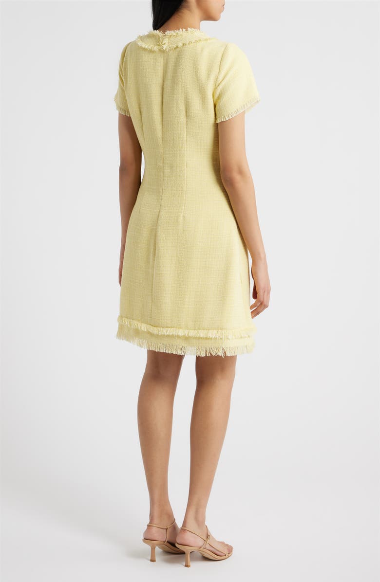 Eliza J Fringe Detail Tweed A-Line Dress, Alternate, color, Butter