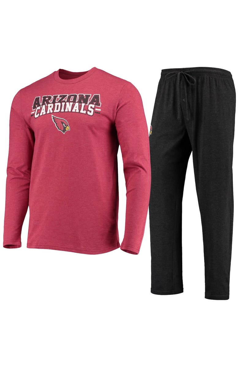 CONCEPTS SPORT Men's Concepts Sport Black/Cardinal Arizona Cardinals Meter Long Sleeve T-Shirt & Pants Sleep Set, Main, color, Black