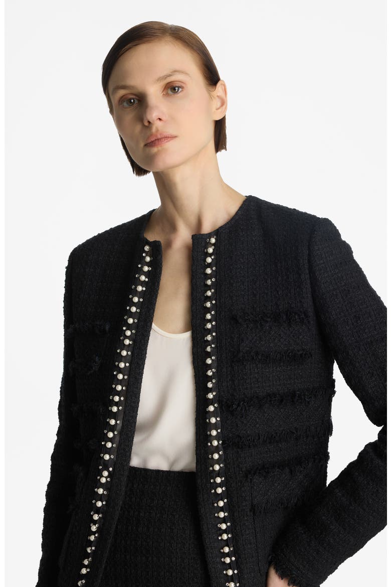 Embellished Tweed Jacket, Alternate, color, BLACK