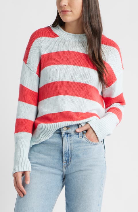 Stripe Roll Neck Cotton Sweater