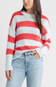 Caslon® Stripe Roll Neck Cotton Sweater