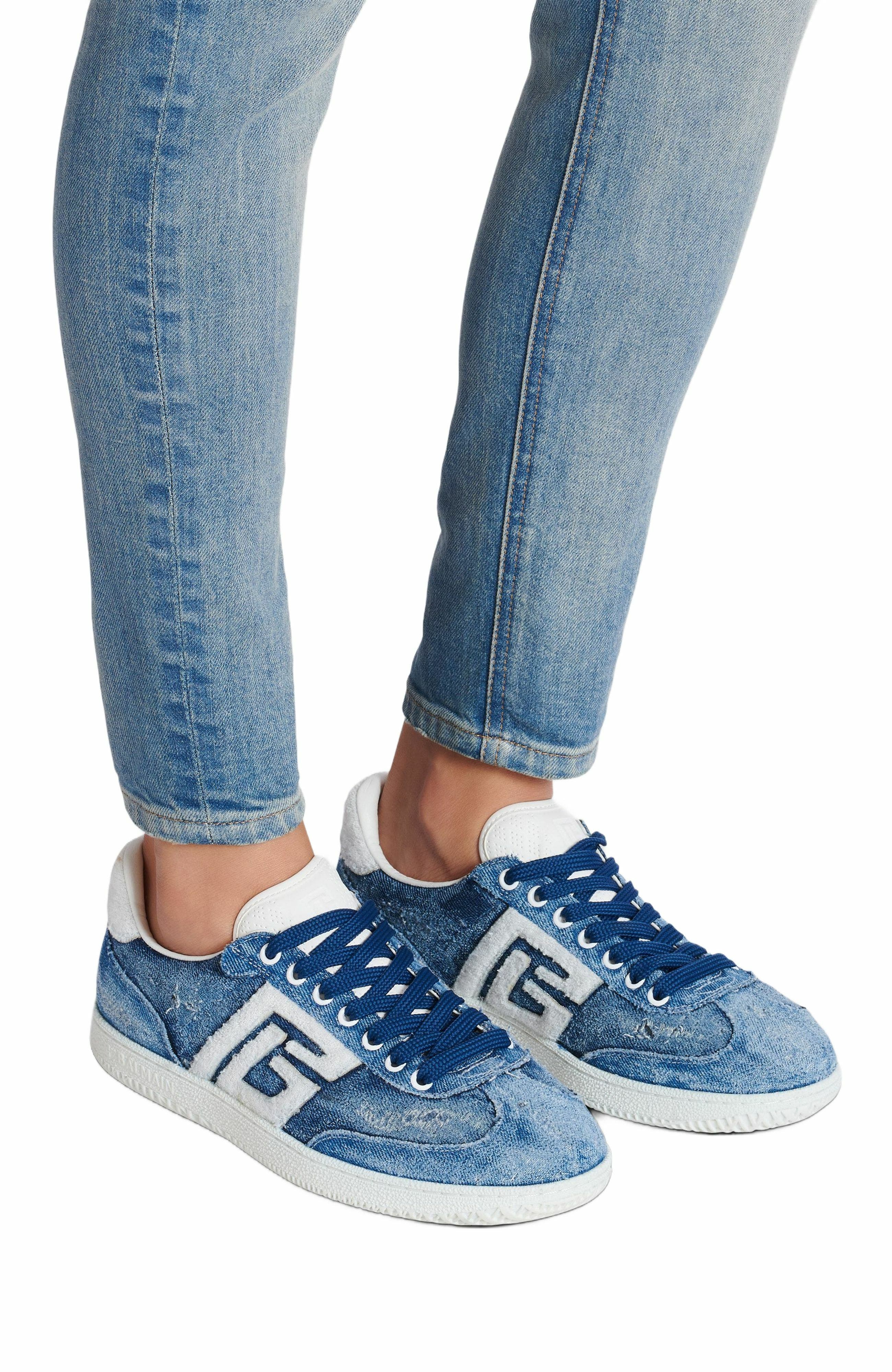 Balmain Denim Balmain Swan Trainers, Alternate, color, 