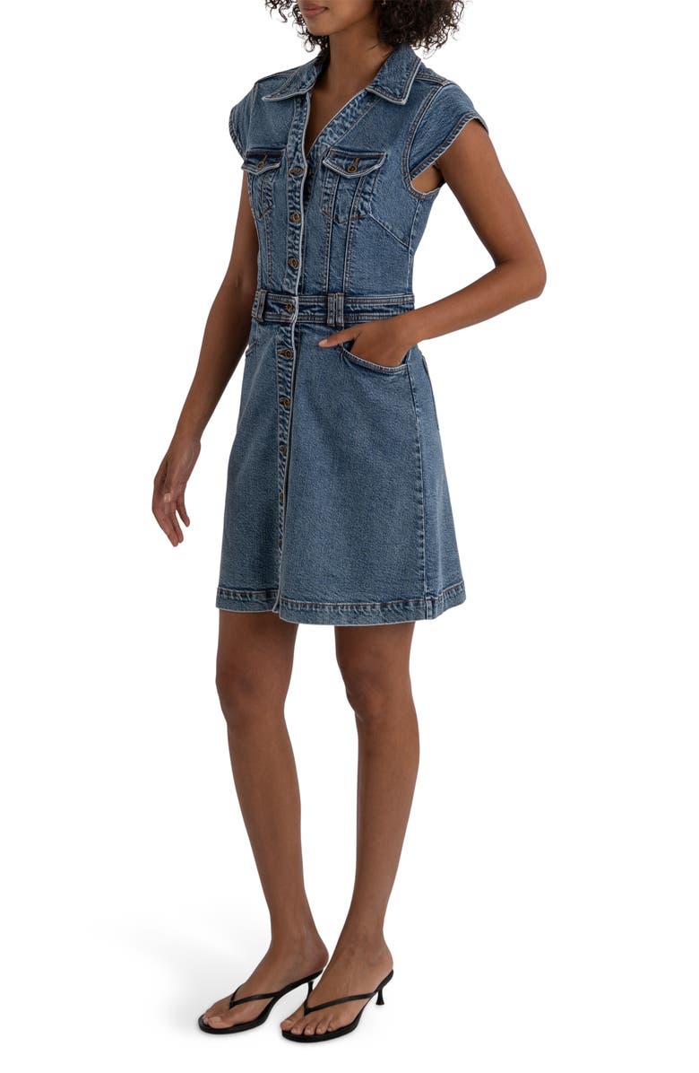 KUT from the Kloth Button-Up Denim Dress, Alternate, color, Smiling
