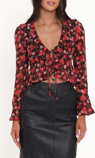 Petal & Pup Aveline Ruffle Tie Front Chiffon Top