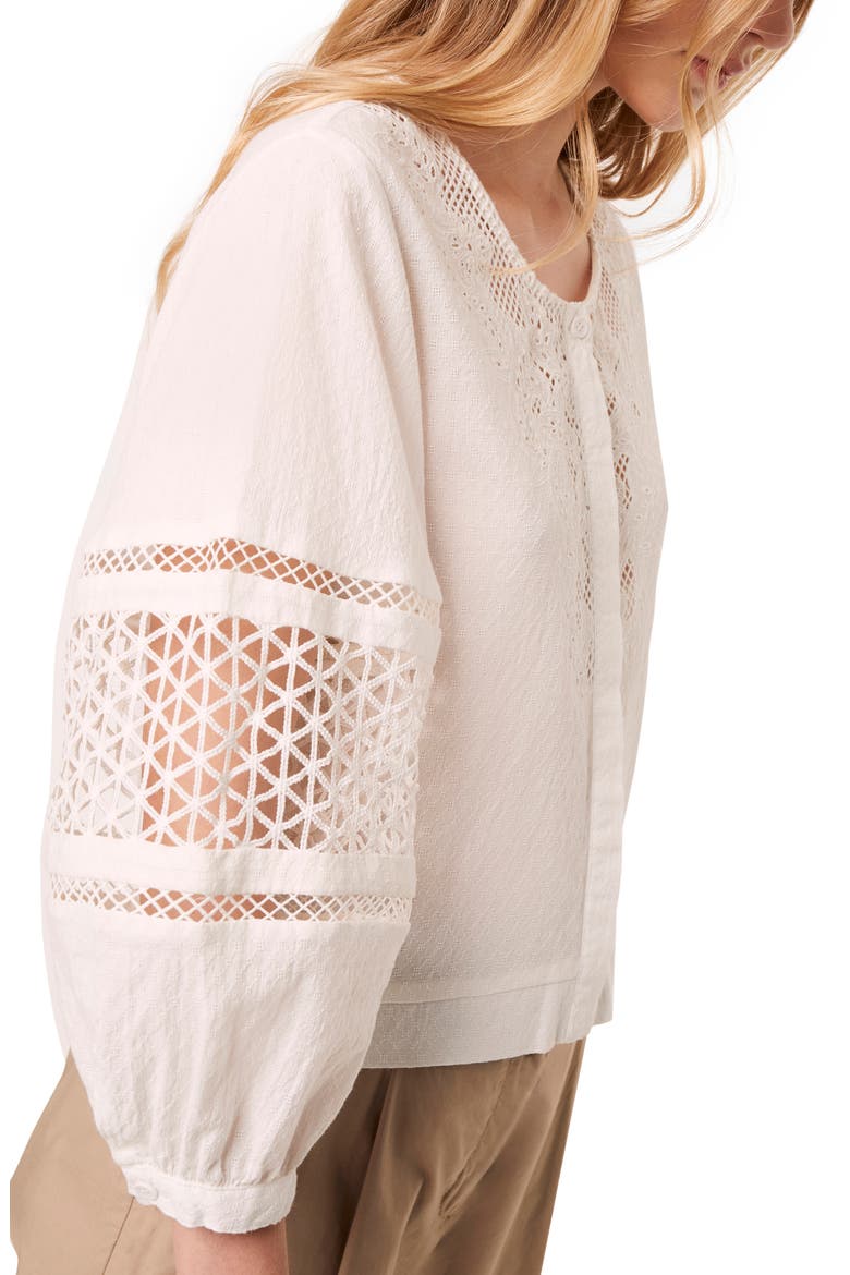 French Cotton Esther Lace Cotton Blouse, Alternate, color, ESTHER SUMMER WHITE