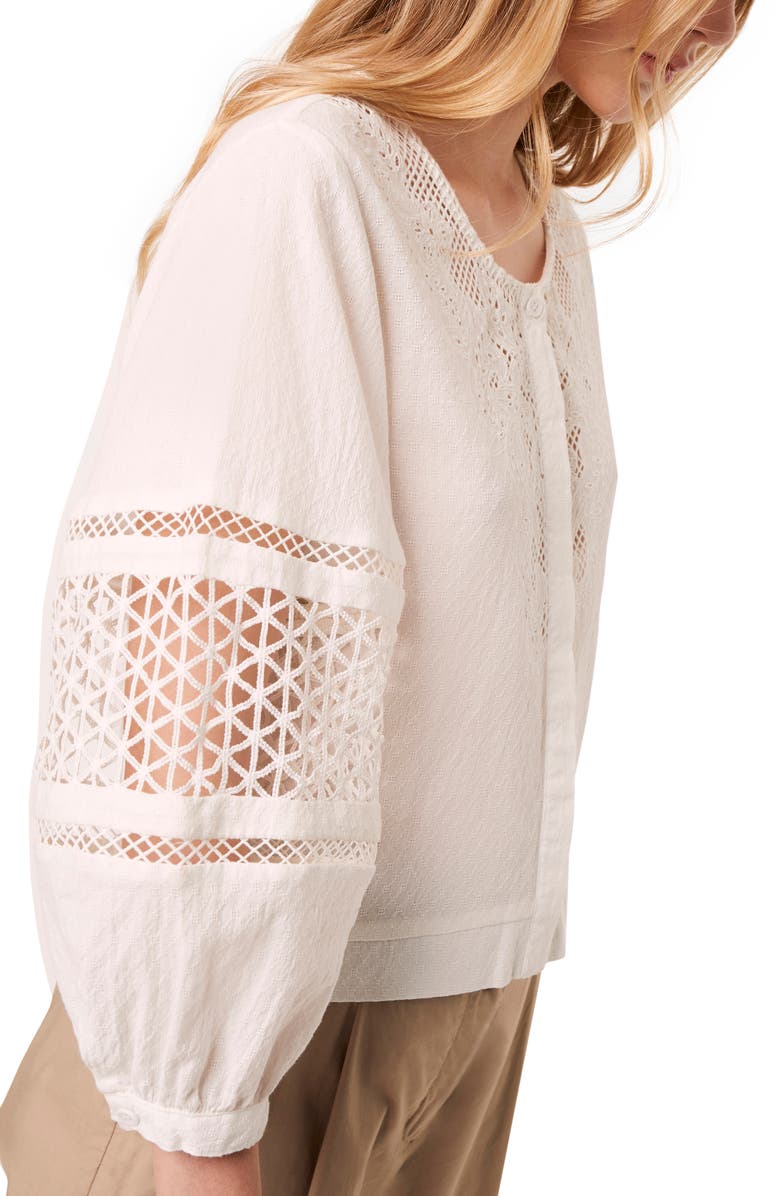 French Connection French Cotton Esther Lace Cotton Blouse, Alternate, color,