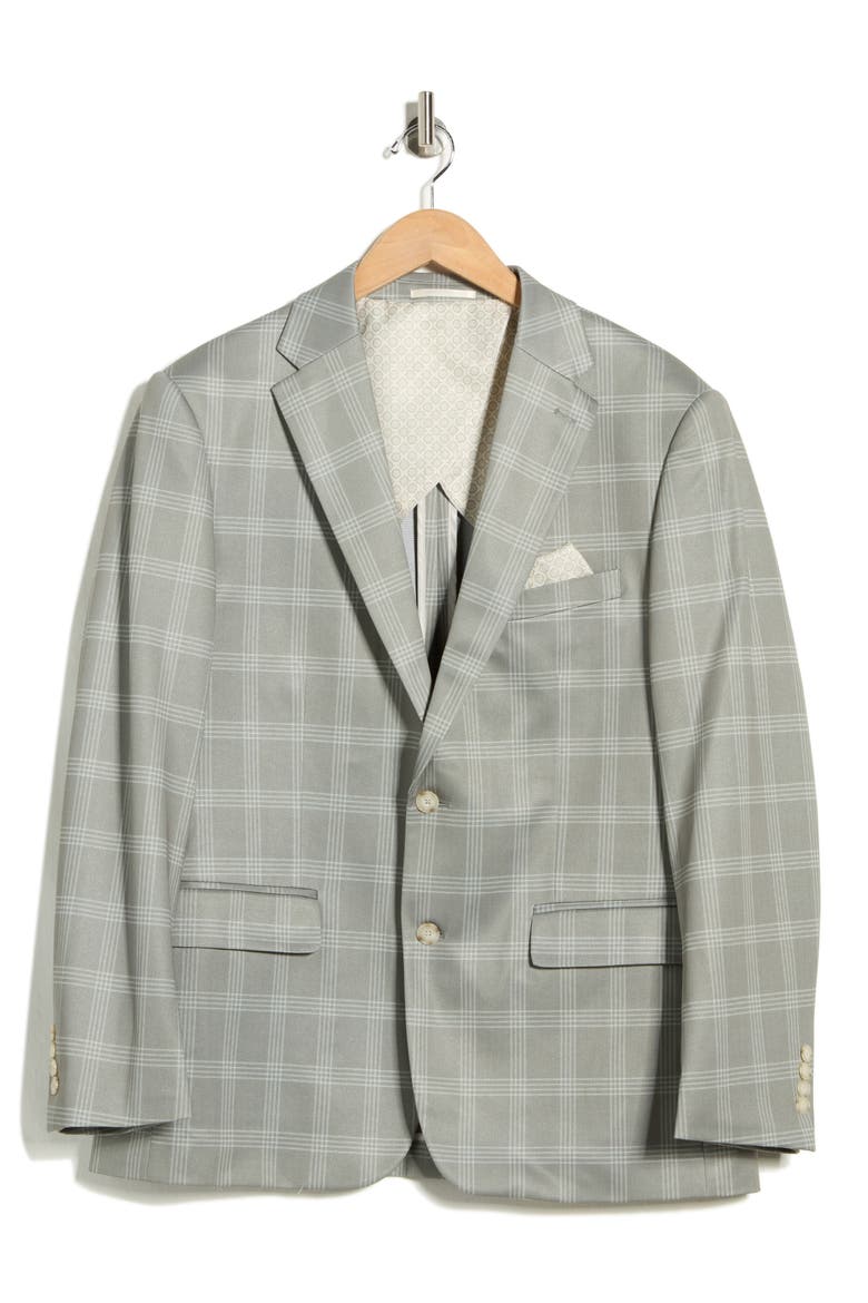Plaid Sport Coat, Main, color, LIGHT GREEN