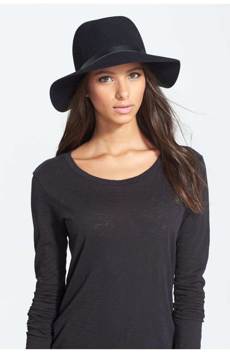 rag & bone Floppy Brim Felted Wool Fedora, Alternate, color, Black