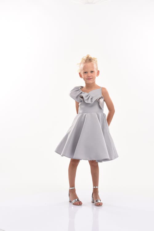 Tulleen Ruffle-detail One-shoulder Dress In Silver
